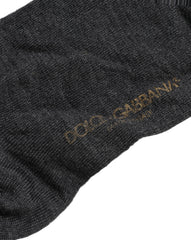 Dolce & Gabbana Dark Gray Wool Over The Calf Knee High Accessory Socks