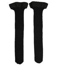 Dolce & Gabbana Black Wool Logo Calf Long Women Accessory Socks