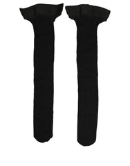 Dolce & Gabbana Black Wool Logo Calf Long Women Accessory Socks