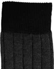 Dolce & Gabbana Dark Gray Wool Logo Calf Long Ribbed Accessory Socks