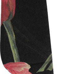 Dolce & Gabbana Black Pink Floral Tulip Nylon Stockings Socks