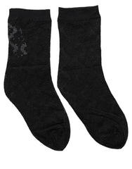 Dolce & Gabbana Black Floral Nylon Stretch Mid Calf Socks