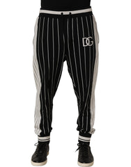 Dolce & Gabbana Black Striped DG Patch Men Sweatpants Pants