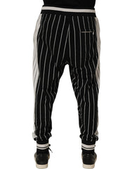 Dolce & Gabbana Black Striped DG Patch Men Sweatpants Pants