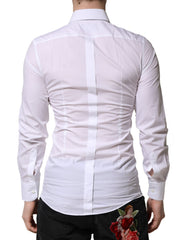 Dolce & Gabbana White GOLD Crown Bee Cotton Formal Dress Shirt