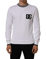 Dolce & Gabbana White Cotton Crew Neck Sweatshirt Sweater
