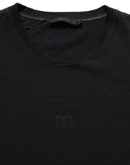 Dolce & Gabbana Black Cotton Short Sleeve Crew Neck T-shirt