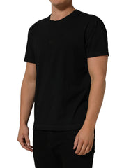 Dolce & Gabbana Black Cotton Short Sleeve Crew Neck T-shirt