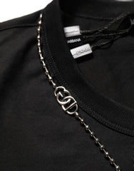 Dolce & Gabbana Black Dog Tag Short Sleeve CrewNeck T-shirt