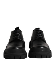 Dolce & Gabbana Black Leather Hi-Trekking Derby Shoes