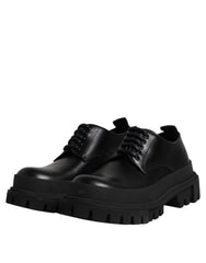 Dolce & Gabbana Black Leather Hi-Trekking Derby Shoes