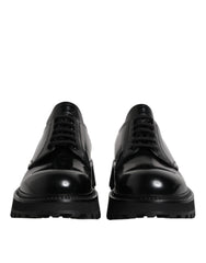 Dolce & Gabbana Black Calf Leather Hi-Trekking Derby Shoes