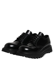 Dolce & Gabbana Black Calf Leather Hi-Trekking Derby Shoes