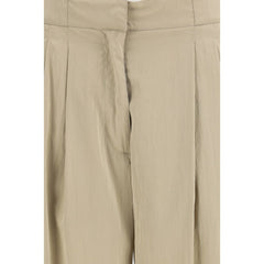 The Row Beige Silk Casual Pants