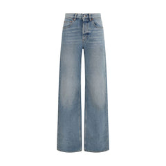 Saint Laurent Blue Cotton High-Waisted Jean