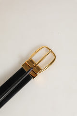 Dolce & Gabbana Black Leather Gold Tone Metal Buckle Belt