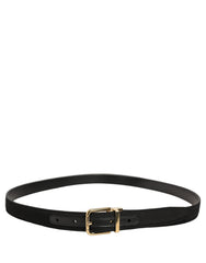 Dolce & Gabbana Black Canvas Leather Gold Metal Buckle Belt