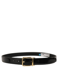 Dolce & Gabbana Black Classic Leather Gold Tone Buckle Belt