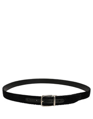 Dolce & Gabbana Black Velvet Silver Tone Metal Buckle Belt