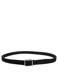 Dolce & Gabbana Black Classic Leather Silver Tone Buckle Belt