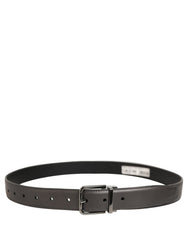 Dolce & Gabbana Dark Gray Leather Metal Buckle Classic Belt