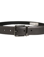 Dolce & Gabbana Dark Gray Leather Metal Buckle Classic Belt