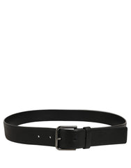 Dolce & Gabbana Black Calf Leather Classic Silver Buckle Belt