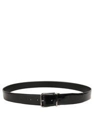 Dolce & Gabbana Black Patent Leather Silver Metal Buckle Belt