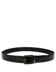 Dolce & Gabbana Black Patent Leather Silver Metal Buckle Belt