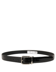 Dolce & Gabbana Black Classic Leather Silver Tone Buckle Belt