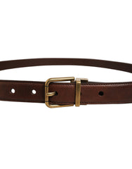 Dolce & Gabbana Brown Leather Gold Tone Metal Buckle Belt