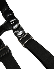 Dolce & Gabbana Black Adjustable Silver Metal Clips Suspenders