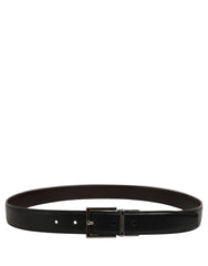 Dolce & Gabbana Black Classic Leather Silver Tone Buckle Belt