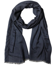 Dolce & Gabbana Dark Blue Modal Frayed Edge Lace Stole Scarf