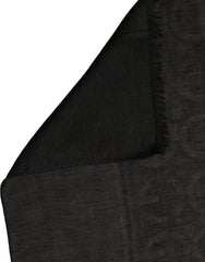 Dolce & Gabbana Black DG Logo Fringed Edge Lace Stole Scarf