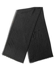 Dolce & Gabbana Men Black Viscose Polka Dot Fringe Shawl Lace Stole
