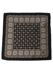 Dolce & Gabbana Black Cactus Silk Pocket Square Foulard Scarf