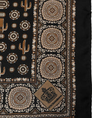 Dolce & Gabbana Black Cactus Silk Pocket Square Foulard Scarf