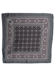 Dolce & Gabbana Gray Geometric Pocket Square Foulard Scarf