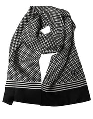 Dolce & Gabbana Black White Geometric Silk Neck Shawl Scarf