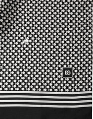 Dolce & Gabbana Black White Geometric Silk Neck Shawl Scarf