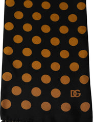Dolce & Gabbana Men Black Orange Polka Dot Fringed Lace Stole Scarf