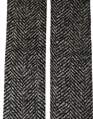 Dolce & Gabbana Black White Herringbone Tweed Shawl Scarf