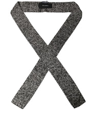 Dolce & Gabbana Black White Herringbone Tweed Shawl Scarf
