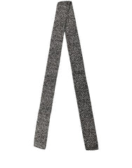 Dolce & Gabbana Black White Herringbone Tweed Shawl Scarf