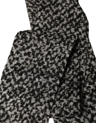 Dolce & Gabbana Black White Herringbone Tweed Shawl Scarf