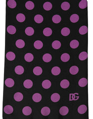 Dolce & Gabbana Men Black Purple Polka Dot Fringed Lace Stole Scarf