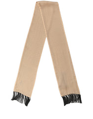 Dolce & Gabbana Beige Silk Dotted Fringed Neck Shawl Scarf