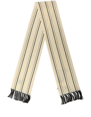 Dolce & Gabbana Beige Silk Striped Fringed Neck Shawl Scarf