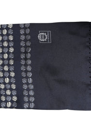 Dolce & Gabbana Men Navy Blue Geometric Dot Silk Fringed Neck Shawl Scarf